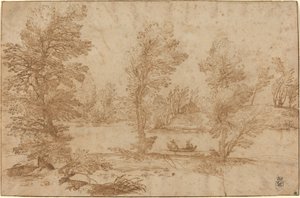 Rio Woodland com um barco de Agostino Carracci