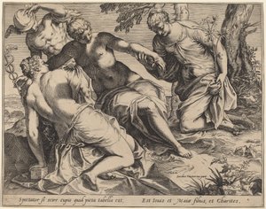 Mercúrio e as Três Graças de Agostino Carracci after Jacopo Tintoretto