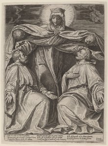 A Madonna protegendo dois membros de uma confraria de Agostino Carracci after Veronese