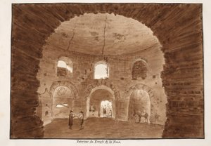 Interior do Templo da Tosse, 1833 (gravura com lavagem marrom)