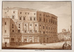 Teatro de Marcelo, 1833 (gravura com lavagem marrom) de Agostino Tofanelli