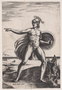 Um Guerreiro, c. 1514-36. de Agostino Veneziano