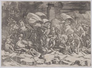 Batalha com um Cutlass, 1530-31. de Agostino Veneziano