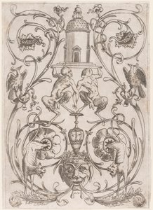 Ornamento Grotesco com Sátiros, de um conjunto de vinte painéis ornamentais