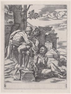 Hércules e Anteu, datado de 1533., datado de 1533. de Agostino Veneziano