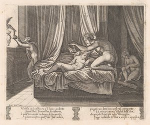 Ilustração 13: Psique olhando para Cupido, da História de Cupido e Psique contada por Apulei..., 1530-60.