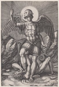 São Miguel, c. 1514-16. de Agostino Veneziano