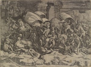 Batalha entre Cipião Africano e os cartagineses ("La bataille au coutelas") de Agostino Veneziano