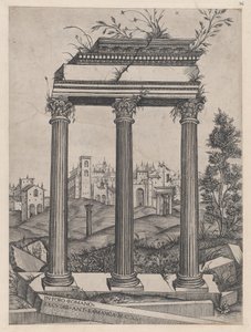 Espelho da Magnificência Romana: Templo de Antonino e Faustina, século XVI., século XVI. de Agostino Veneziano.