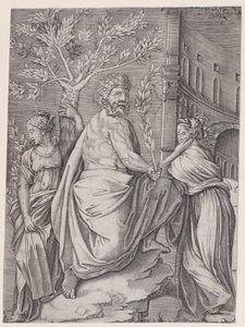 O Homem com um Ramo de Louro, c. 1514-36. de Agostino Veneziano