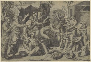 Recolha do maná de Agostino Veneziano