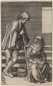 Camponesa e Mulher Ovo de Agostino dei Musi after Raphael