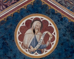 O profeta Eliseu, detalhe (fresco) de Agostino di Marsiglio