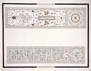 Espécimes dos Mosaicos, da Tumba do Imperador, c. 1815 (lápis, caneta, tinta, w - c)