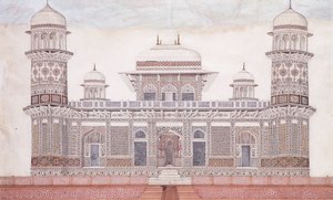 A Tumba do Itmad-ud-daula, c.1815 (encil, caneta e tinta preta, w - c, realçada com toques o)