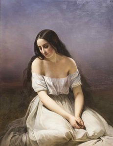 Uma jovem mulher ajoelhada, 1839. de Aimée Brune Pagès