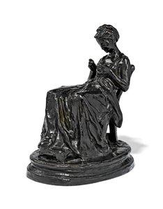La Brodeuse, final do século 19 - início do século 20 (bronze) de Aime Jules Dalou