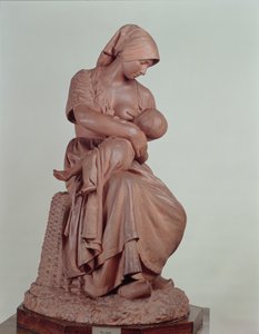 Mulher do camponês que nutre uma criança, 1873 (terracota) (veja 183878 para o detalhe)