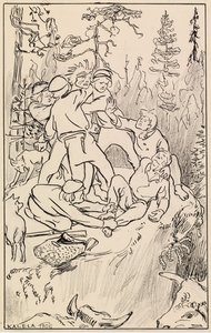Combate no rochedo de Hiidenkivi de Akseli Gallen-Kallela