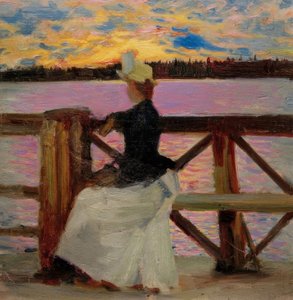 Marie Gallén na ponte Kuhmoniemi de Akseli Valdemar Gallen-Kallela