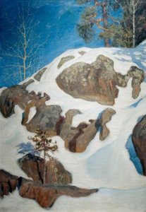 Rochas nevadas em Kalela de Akseli Valdemar Gallen-Kallela