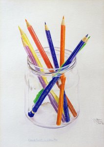 Lápis de cor em uma jarra, 1980 (lápis colorido sobre papel)