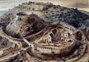 Castelo de Totnes, século XIV, década de 1960