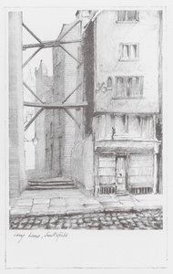 Vias de Londres: Long Lane, Smithfield (litografia) de Alan Stapleton