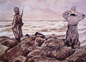 Dois alemães na costa da França olham para Inglaterra na véspera da campanha da Normandia de Alban (after) Wolf