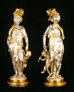 Ceres e Bacchus (bronze, prateado e dourado em meias douradas torneadas)