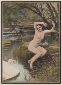 Leda, princesa espartana da mitologia grega (cor litho) de Albert (after) Aublet