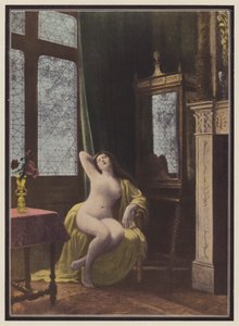 Mulher adormecida (lito colorido) de Albert (after) Aublet