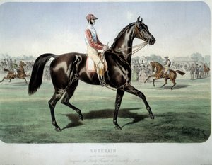 Corrida: "Suzerain, vencedora do derby Chantilly em 1868" Litografia de Albert Adam (1833-?) Coleção Privada
