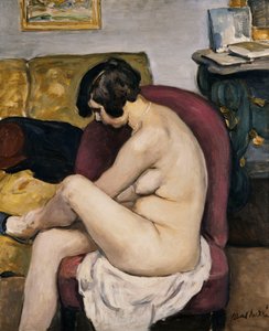 Nu numa poltrona vermelha de Albert Andre