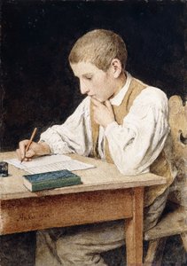 Escrevendo Menino, 1902 de Albert Anker