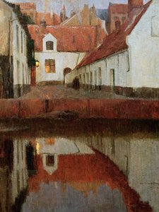 Pequena cidade à beira da água, ao anoitecer de 1899