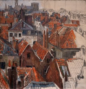 Os telhados de Gante (versão inacabada), c.1920-22 (óleo sobre tela)
