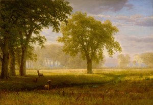 Alce em Oak Grove (Tuolumne Meadows) de Albert Bierstadt