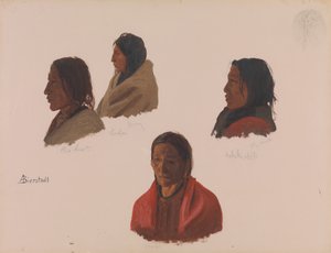 Estudos de chefes indianos feitos em Fort Laramie, ca. 1859 de Albert Bierstadt