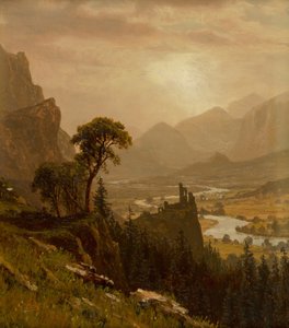 Pôr do sol na montanha de Albert Bierstadt