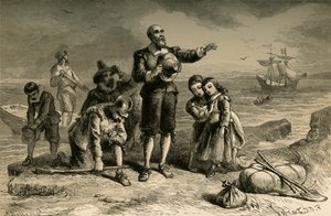 Aterragem dos peregrinos, 1877. de Albert Bobbett