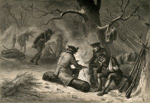 As tropas americanas em Valley Forge, 1877.