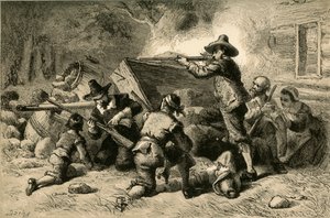 Virginianos se defendendo contra índios, 1877.