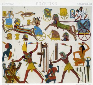 Reprodução de frescos egípcios - em "O traje histórico" de Racinet de Albert Charles August Racinet
