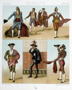 Traje do Toreador em Espanha - em "O velho e histórico traje" de Racinet de Albert Charles August Racinet