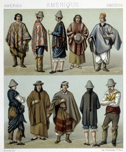Fantasias tradicionais do Chile. Ilustração em "O traje histórico" de Racinet