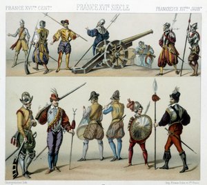 Guerreiros no século XVI - em "O traje histórico" de Racinet de Albert Charles August Racinet