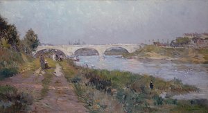 A ponte sobre o marne em charenton de Albert Charles Lebourg