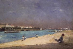 Vista dos arredores de Paris da Pont National, 1882 de Albert Charles Lebourg