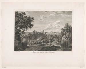 Muro coberto de vegetação na Villa Borghese Muro torto, preso em Villa Borghese (título no objeto) Malay Radirte Prospekte aus Italien (título da série)